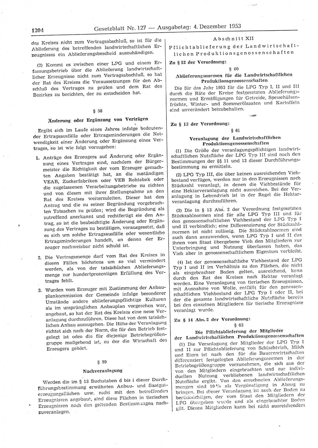 Gesetzblatt (GBl.) der Deutschen Demokratischen Republik (DDR) 1953, Seite 1204 (GBl. DDR 1953, S. 1204)