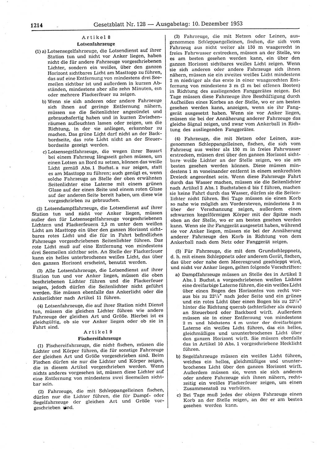 Gesetzblatt (GBl.) der Deutschen Demokratischen Republik (DDR) 1953, Seite 1214 (GBl. DDR 1953, S. 1214)