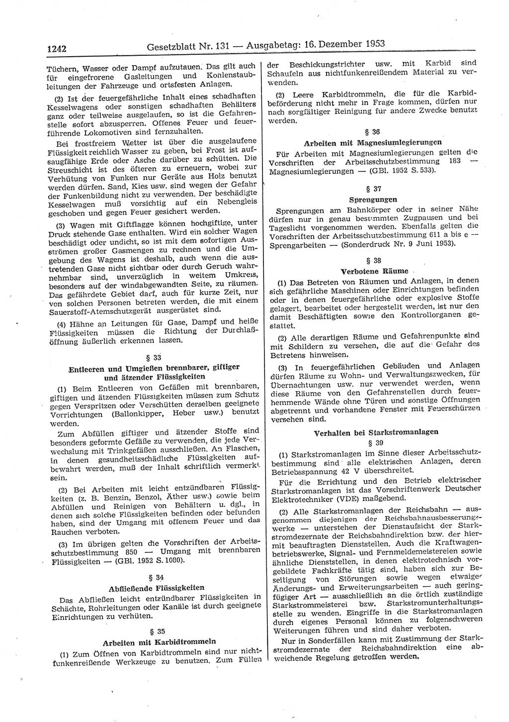 Gesetzblatt (GBl.) der Deutschen Demokratischen Republik (DDR) 1953, Seite 1242 (GBl. DDR 1953, S. 1242)