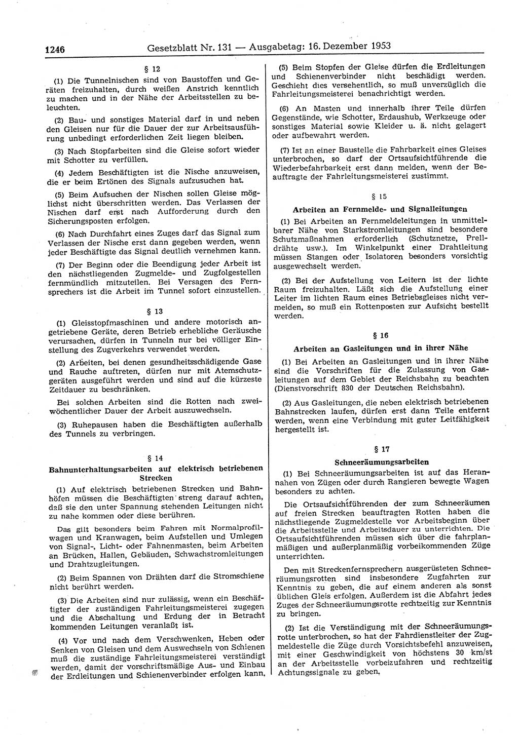 Gesetzblatt (GBl.) der Deutschen Demokratischen Republik (DDR) 1953, Seite 1246 (GBl. DDR 1953, S. 1246)