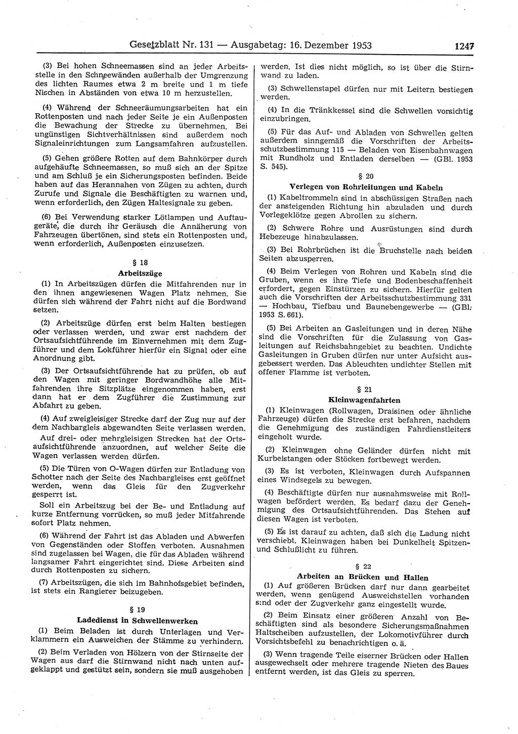 Gesetzblatt (GBl.) der Deutschen Demokratischen Republik (DDR) 1953, Seite 1247 (GBl. DDR 1953, S. 1247)