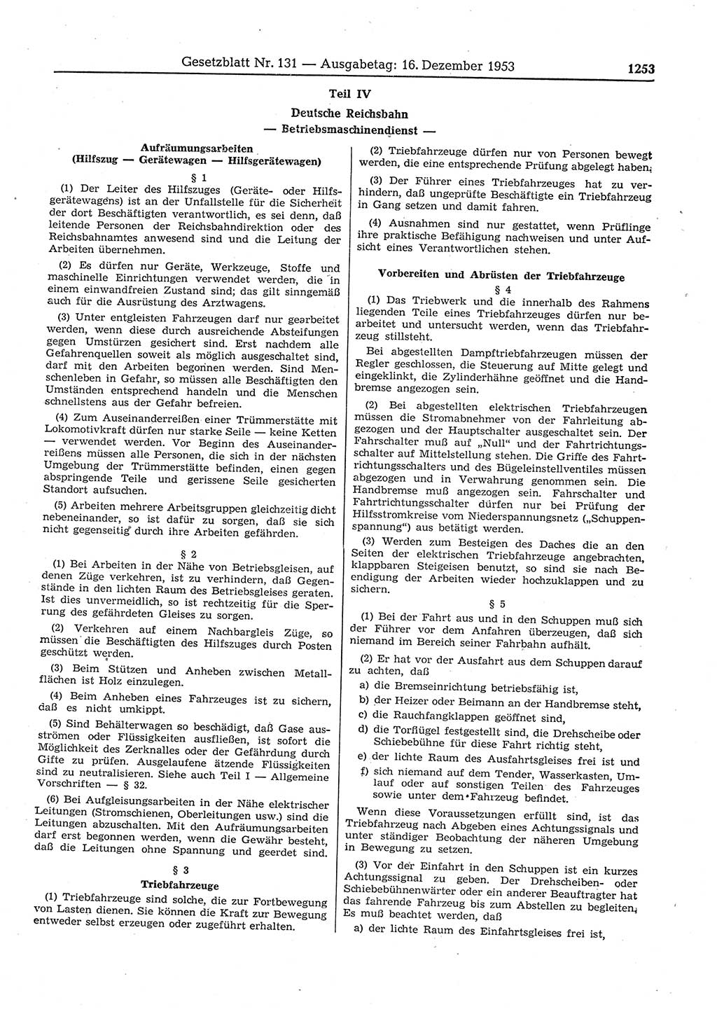 Gesetzblatt (GBl.) der Deutschen Demokratischen Republik (DDR) 1953, Seite 1253 (GBl. DDR 1953, S. 1253)