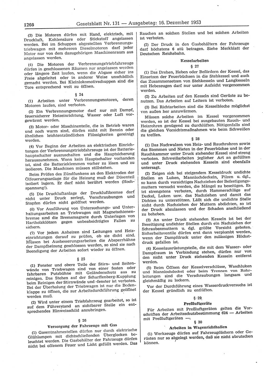 Gesetzblatt (GBl.) der Deutschen Demokratischen Republik (DDR) 1953, Seite 1266 (GBl. DDR 1953, S. 1266)