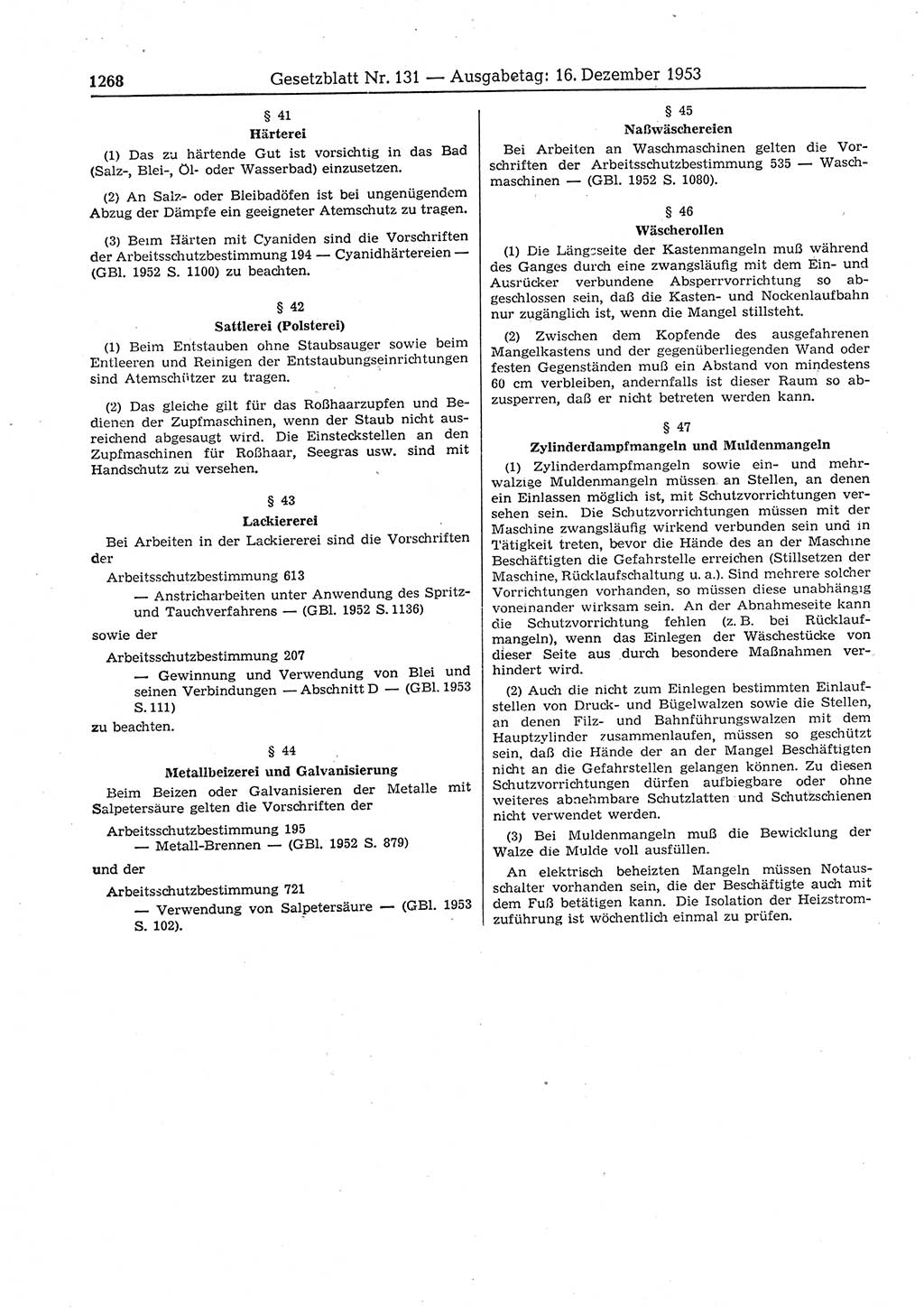 Gesetzblatt (GBl.) der Deutschen Demokratischen Republik (DDR) 1953, Seite 1268 (GBl. DDR 1953, S. 1268)