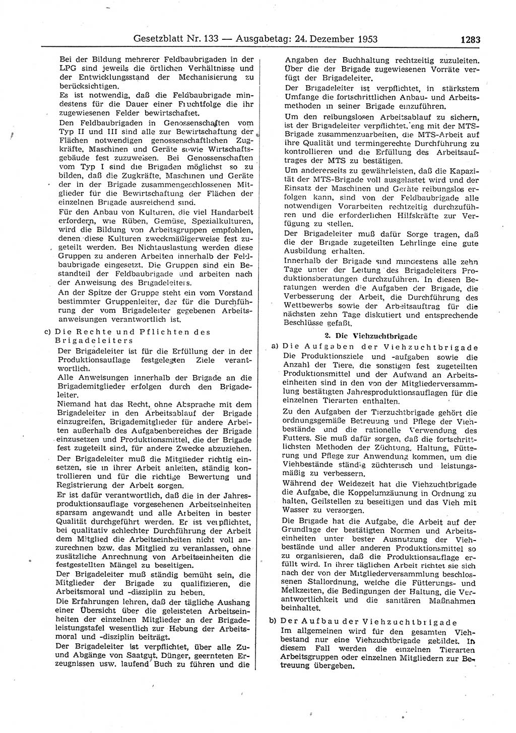 Gesetzblatt (GBl.) der Deutschen Demokratischen Republik (DDR) 1953, Seite 1283 (GBl. DDR 1953, S. 1283)