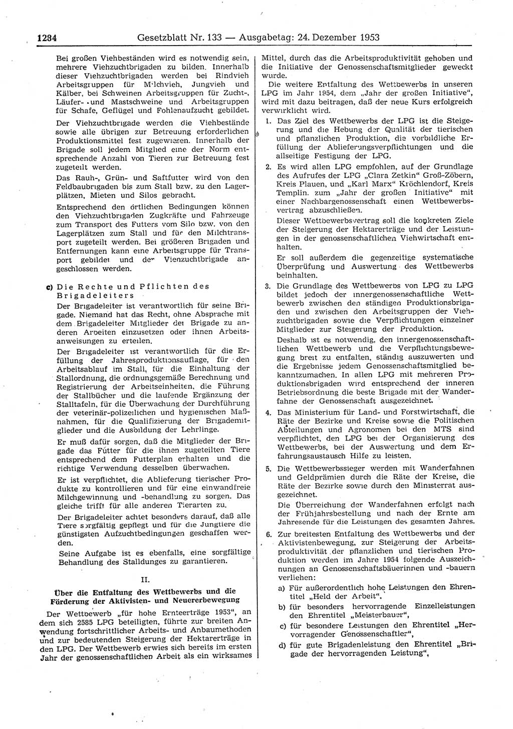 Gesetzblatt (GBl.) der Deutschen Demokratischen Republik (DDR) 1953, Seite 1284 (GBl. DDR 1953, S. 1284)