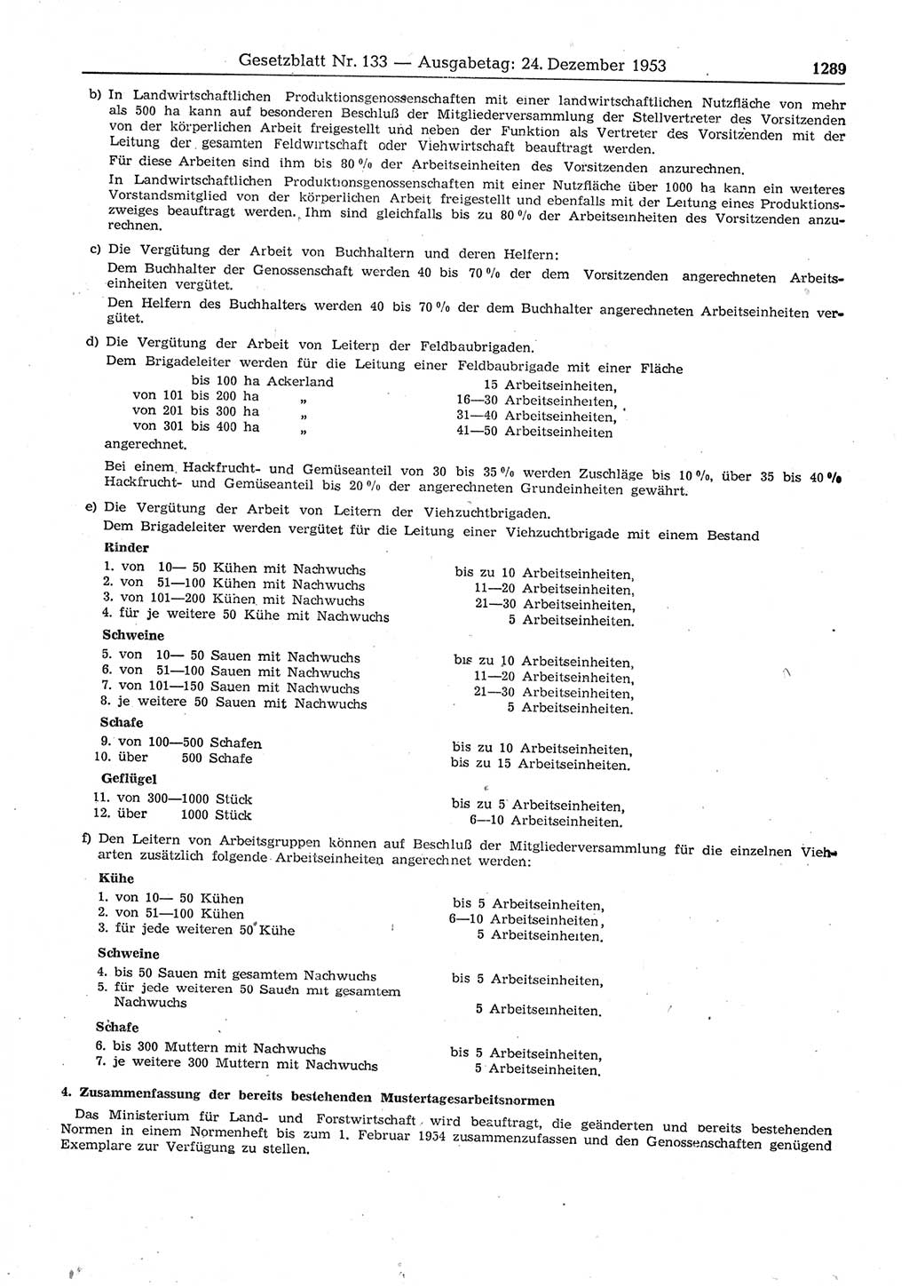 Gesetzblatt (GBl.) der Deutschen Demokratischen Republik (DDR) 1953, Seite 1289 (GBl. DDR 1953, S. 1289)