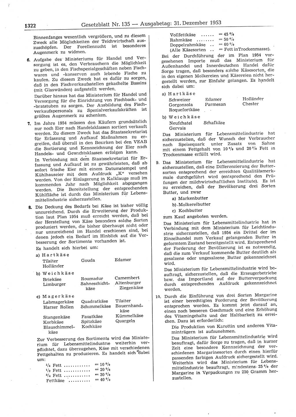 Gesetzblatt (GBl.) der Deutschen Demokratischen Republik (DDR) 1953, Seite 1322 (GBl. DDR 1953, S. 1322)