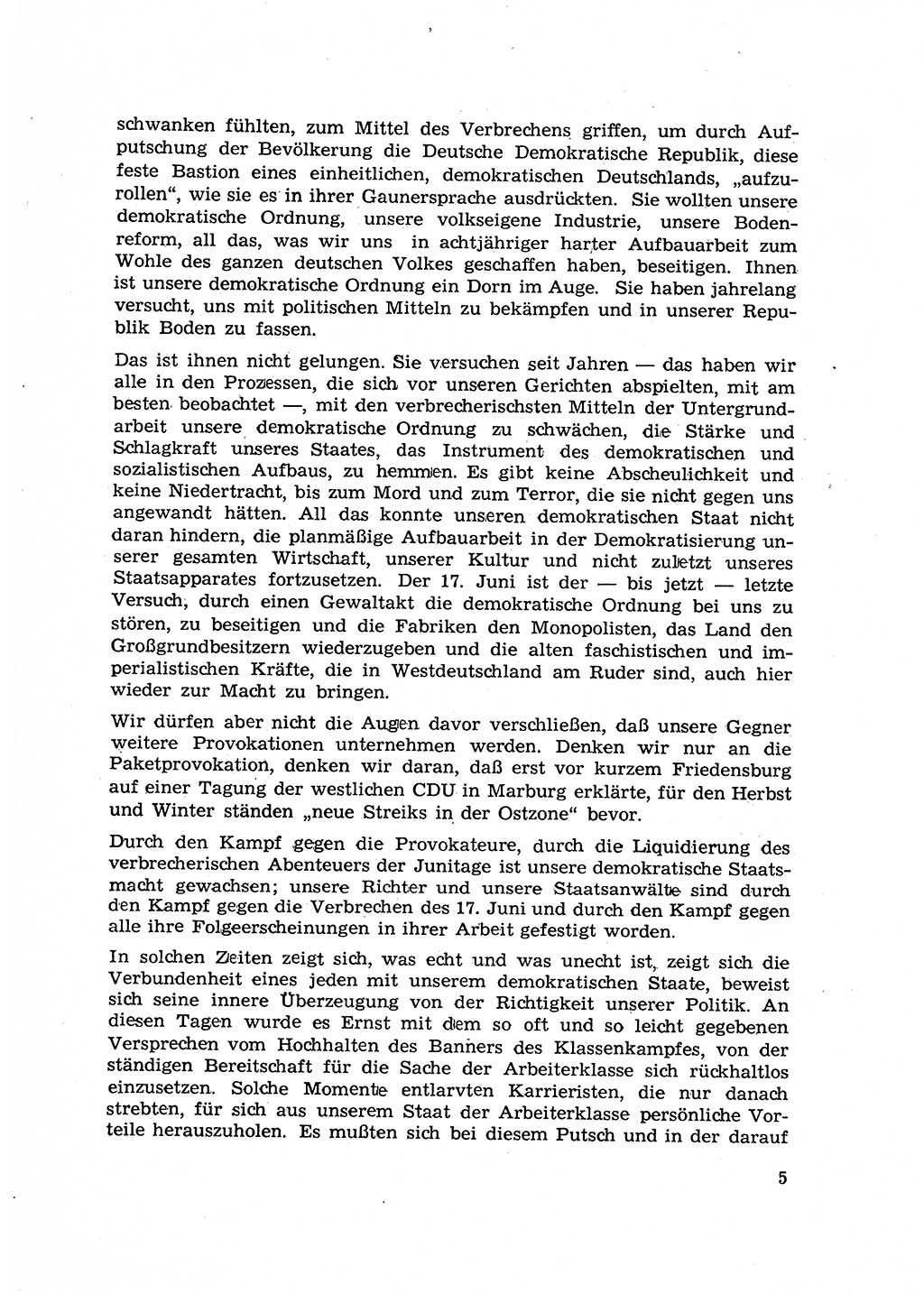 Hauptaufgaben der Justiz [Deutsche Demokratische Republik (DDR)] bei der Durchführung des neuen Kurses 1953, Seite 5 (Hpt.-Aufg. J. DDR 1953, S. 5)
