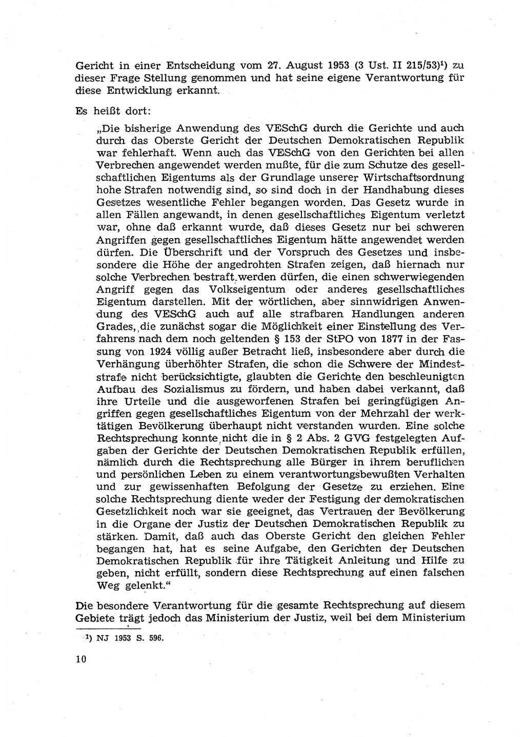 Hauptaufgaben der Justiz [Deutsche Demokratische Republik (DDR)] bei der Durchführung des neuen Kurses 1953, Seite 10 (Hpt.-Aufg. J. DDR 1953, S. 10)