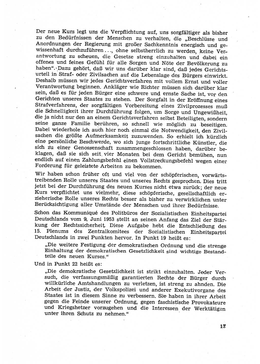 Hauptaufgaben der Justiz [Deutsche Demokratische Republik (DDR)] bei der Durchführung des neuen Kurses 1953, Seite 13 (Hpt.-Aufg. J. DDR 1953, S. 13)