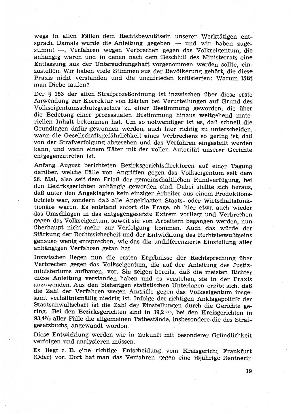 Hauptaufgaben der Justiz [Deutsche Demokratische Republik (DDR)] bei der Durchführung des neuen Kurses 1953, Seite 19 (Hpt.-Aufg. J. DDR 1953, S. 19)