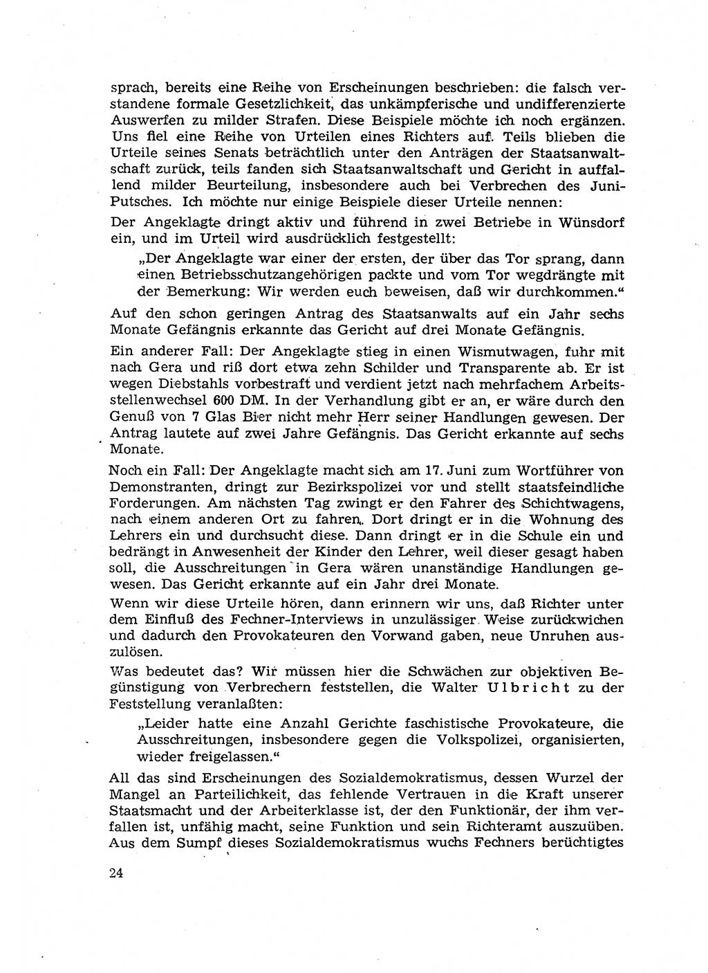 Hauptaufgaben der Justiz [Deutsche Demokratische Republik (DDR)] bei der Durchführung des neuen Kurses 1953, Seite 24 (Hpt.-Aufg. J. DDR 1953, S. 24)