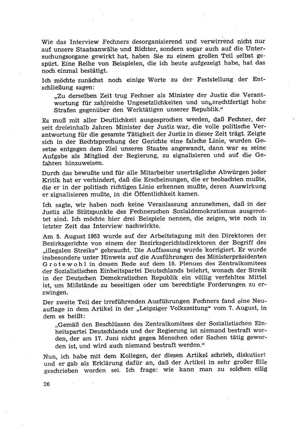 Hauptaufgaben der Justiz [Deutsche Demokratische Republik (DDR)] bei der Durchführung des neuen Kurses 1953, Seite 26 (Hpt.-Aufg. J. DDR 1953, S. 26)