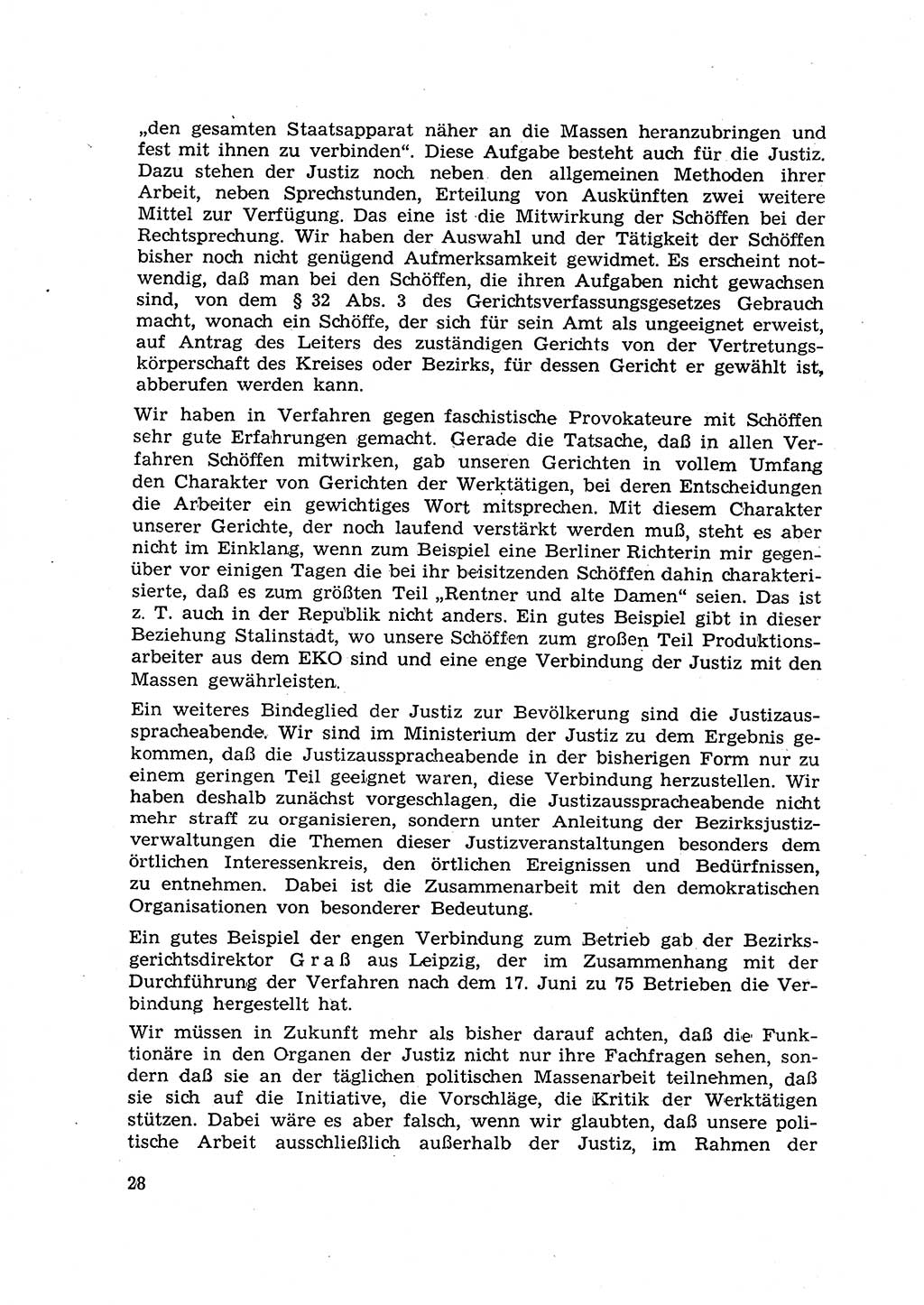 Hauptaufgaben der Justiz [Deutsche Demokratische Republik (DDR)] bei der Durchführung des neuen Kurses 1953, Seite 28 (Hpt.-Aufg. J. DDR 1953, S. 28)