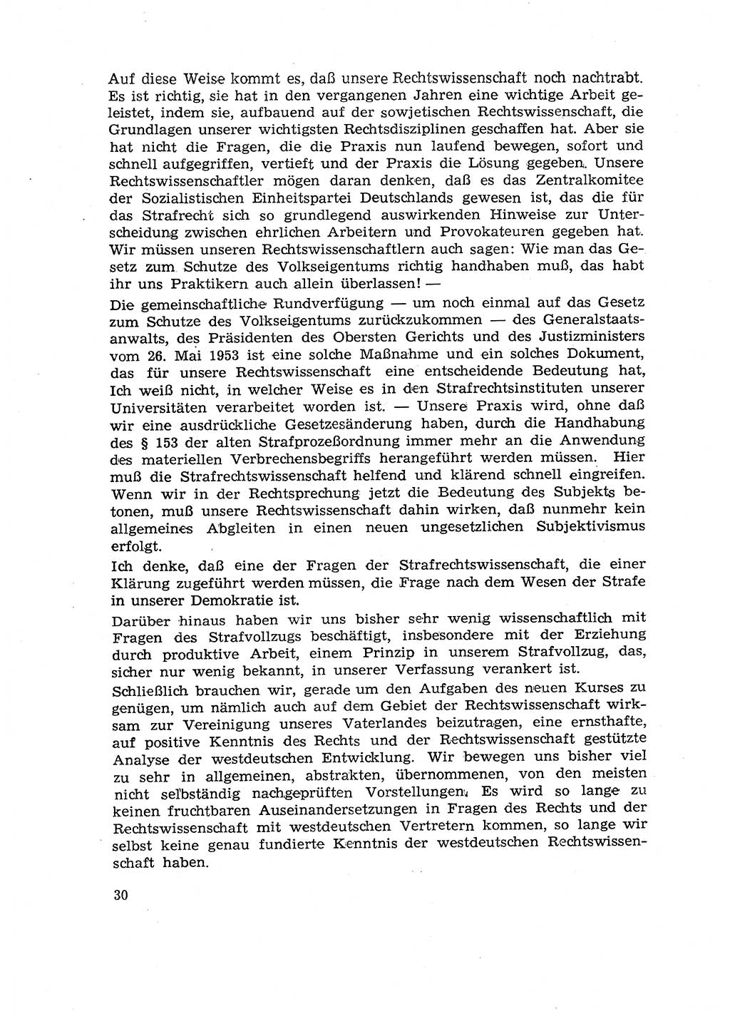 Hauptaufgaben der Justiz [Deutsche Demokratische Republik (DDR)] bei der Durchführung des neuen Kurses 1953, Seite 30 (Hpt.-Aufg. J. DDR 1953, S. 30)
