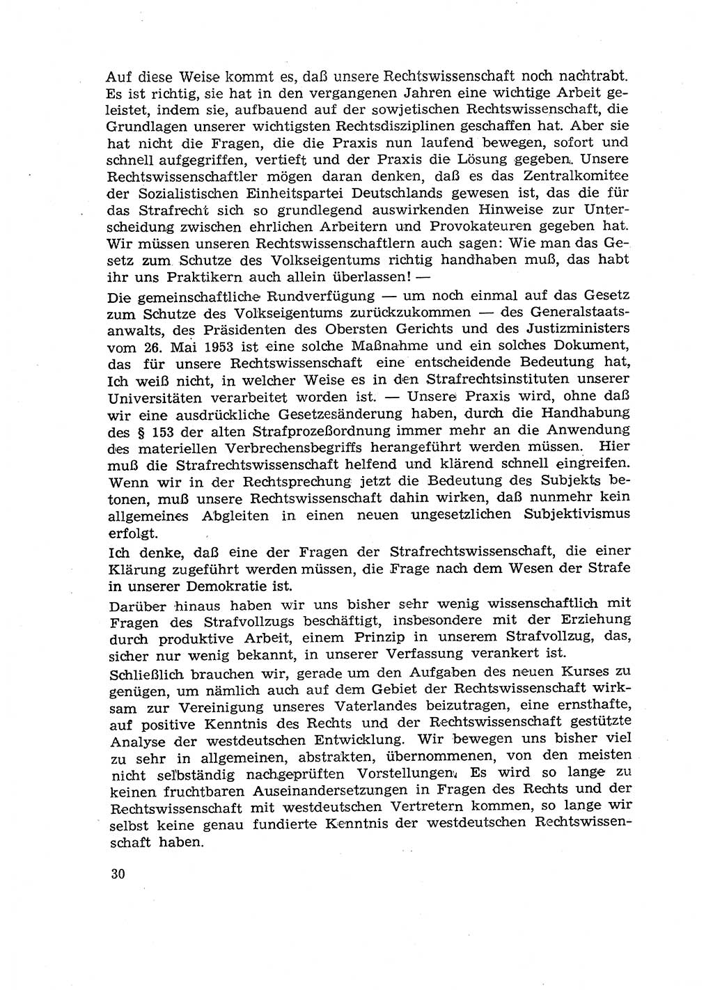 Hauptaufgaben der Justiz [Deutsche Demokratische Republik (DDR)] bei der Durchführung des neuen Kurses 1953, Seite 30 (Hpt.-Aufg. J. DDR 1953, S. 30)