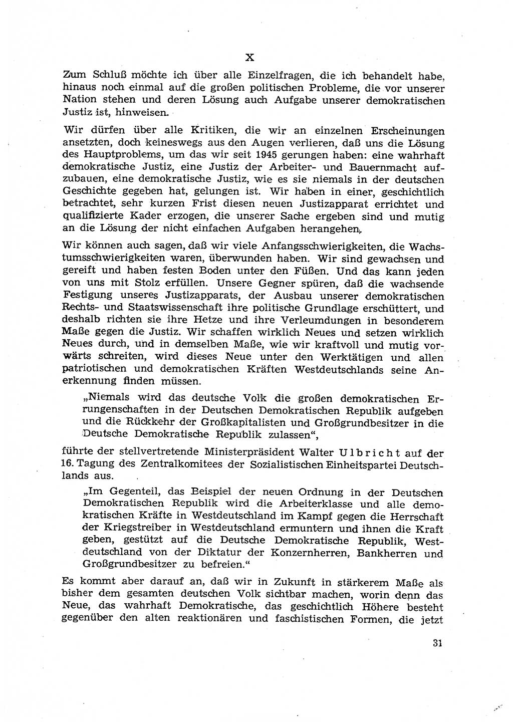 Hauptaufgaben der Justiz [Deutsche Demokratische Republik (DDR)] bei der Durchführung des neuen Kurses 1953, Seite 31 (Hpt.-Aufg. J. DDR 1953, S. 31)