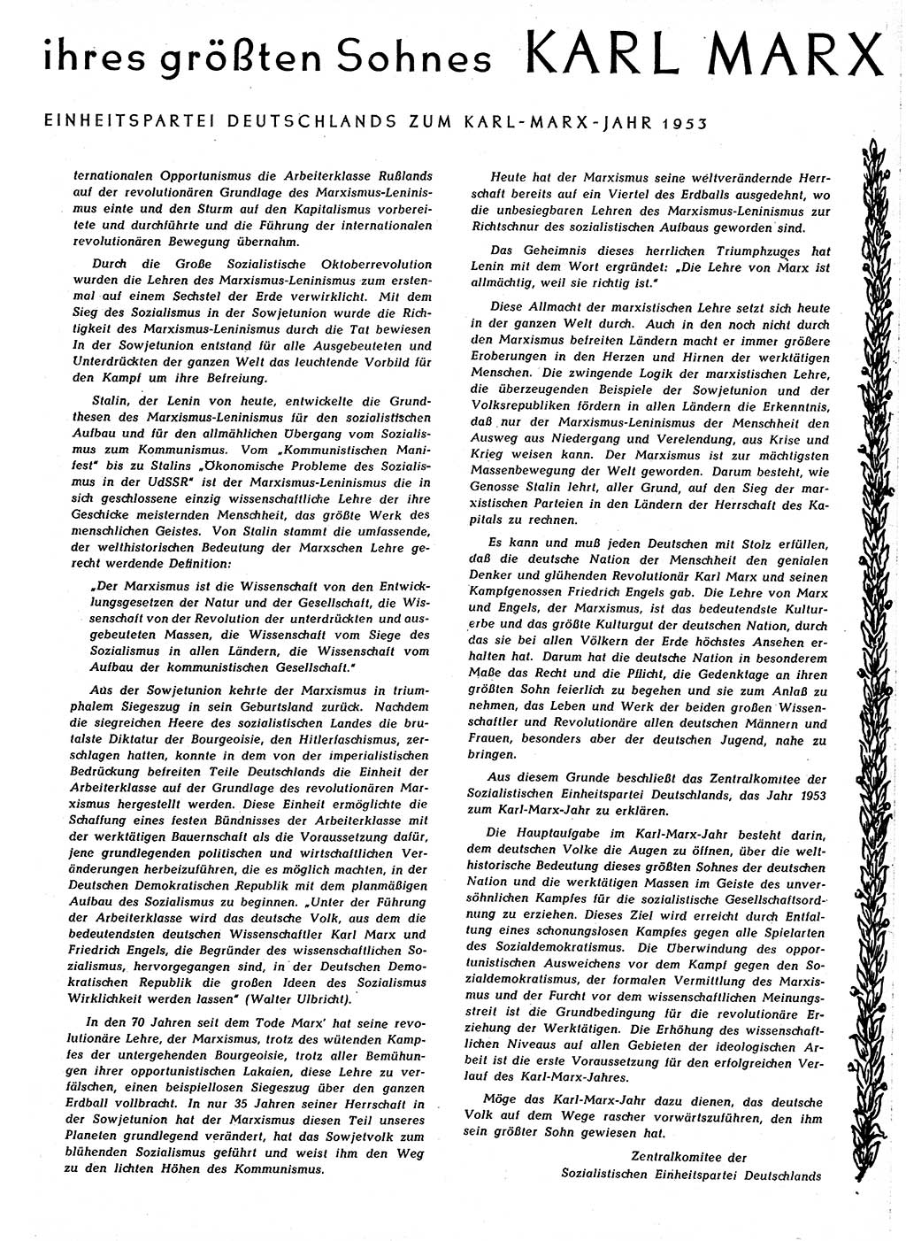 Neuer Weg (NW), Organ des Zentralkomitees (ZK) [Sozialistische Einheitspartei Deutschlands (SED)] für alle Parteiarbeiter, 8. Jahrgang [Deutsche Demokratische Republik (DDR)] 1953, Heft 1/1 (NW ZK SED DDR 1953, H. 1/1)