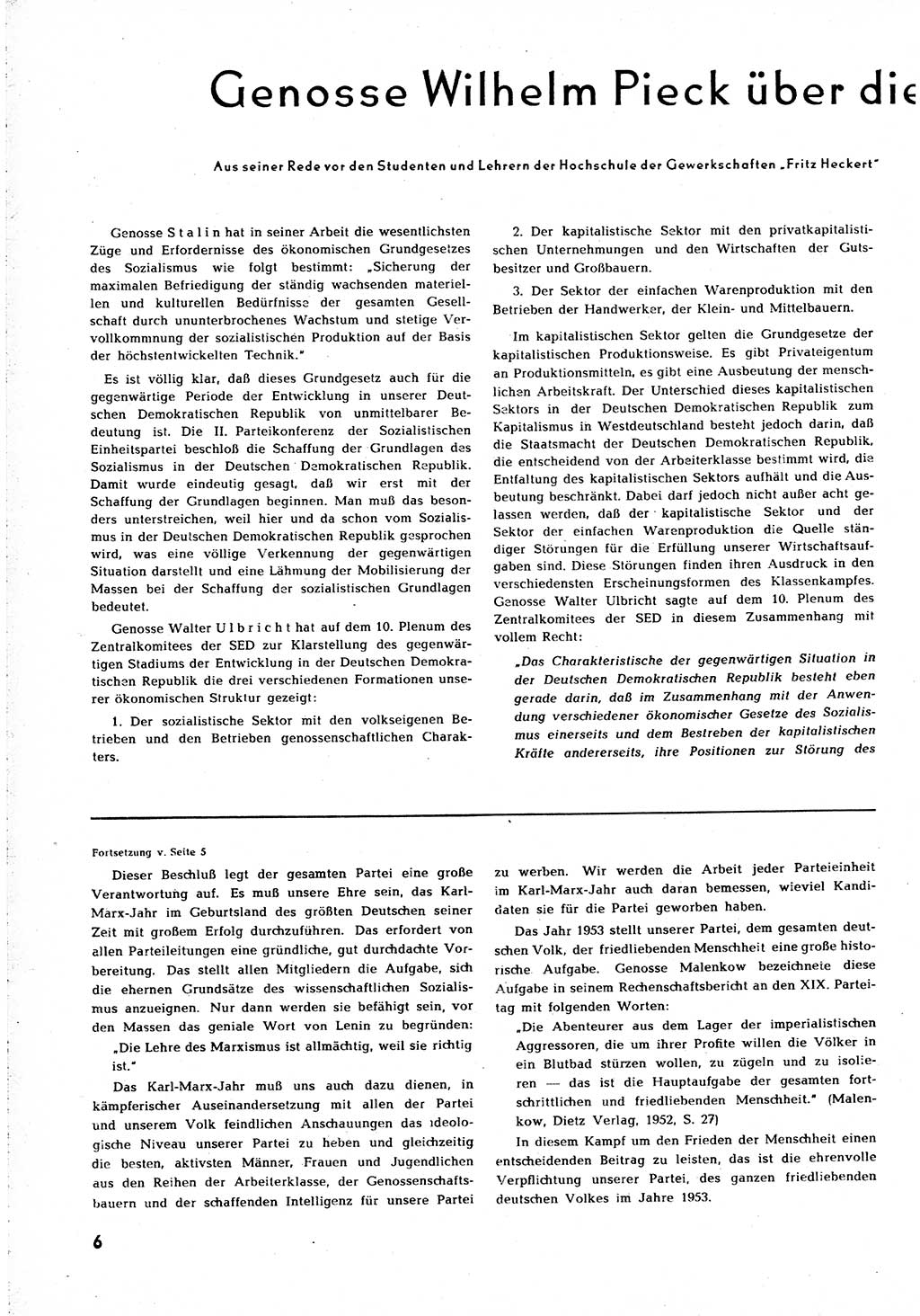 Neuer Weg (NW), Organ des Zentralkomitees (ZK) [Sozialistische Einheitspartei Deutschlands (SED)] für alle Parteiarbeiter, 8. Jahrgang [Deutsche Demokratische Republik (DDR)] 1953, Heft 1/6 (NW ZK SED DDR 1953, H. 1/6)