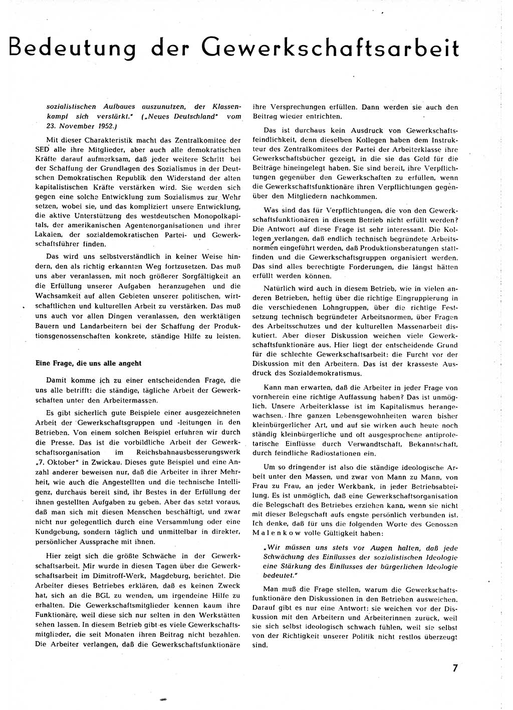 Neuer Weg (NW), Organ des Zentralkomitees (ZK) [Sozialistische Einheitspartei Deutschlands (SED)] für alle Parteiarbeiter, 8. Jahrgang [Deutsche Demokratische Republik (DDR)] 1953, Heft 1/7 (NW ZK SED DDR 1953, H. 1/7)