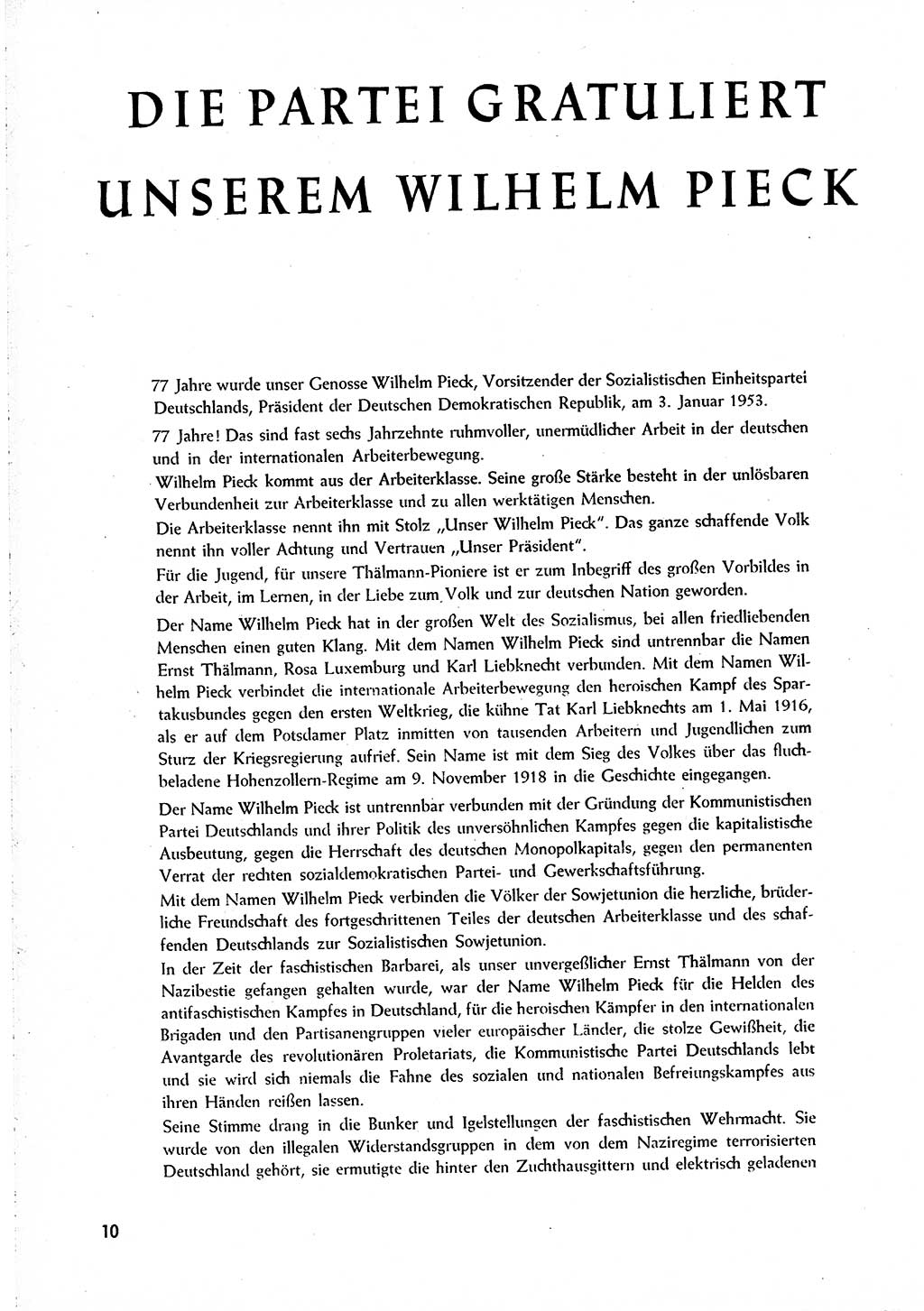 Neuer Weg (NW), Organ des Zentralkomitees (ZK) [Sozialistische Einheitspartei Deutschlands (SED)] für alle Parteiarbeiter, 8. Jahrgang [Deutsche Demokratische Republik (DDR)] 1953, Heft 1/10 (NW ZK SED DDR 1953, H. 1/10)