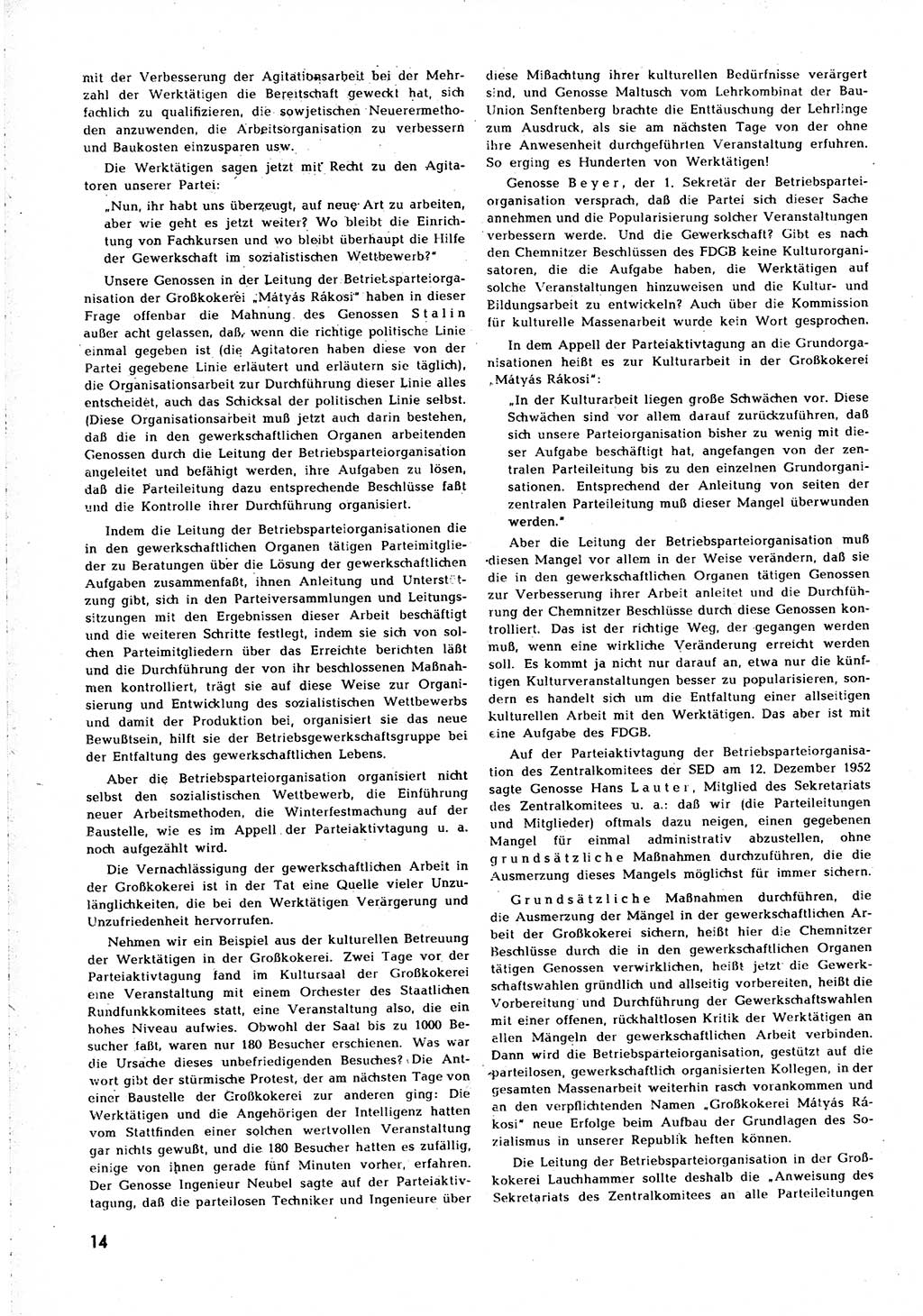 Neuer Weg (NW), Organ des Zentralkomitees (ZK) [Sozialistische Einheitspartei Deutschlands (SED)] für alle Parteiarbeiter, 8. Jahrgang [Deutsche Demokratische Republik (DDR)] 1953, Heft 1/14 (NW ZK SED DDR 1953, H. 1/14)