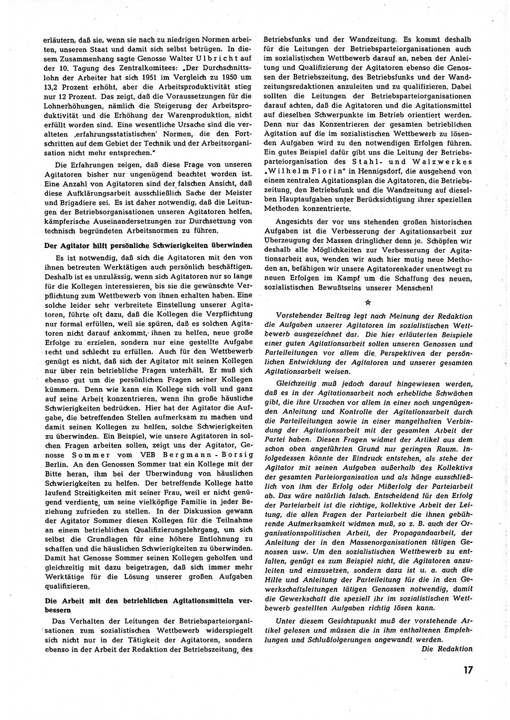 Neuer Weg (NW), Organ des Zentralkomitees (ZK) [Sozialistische Einheitspartei Deutschlands (SED)] für alle Parteiarbeiter, 8. Jahrgang [Deutsche Demokratische Republik (DDR)] 1953, Heft 1/17 (NW ZK SED DDR 1953, H. 1/17)