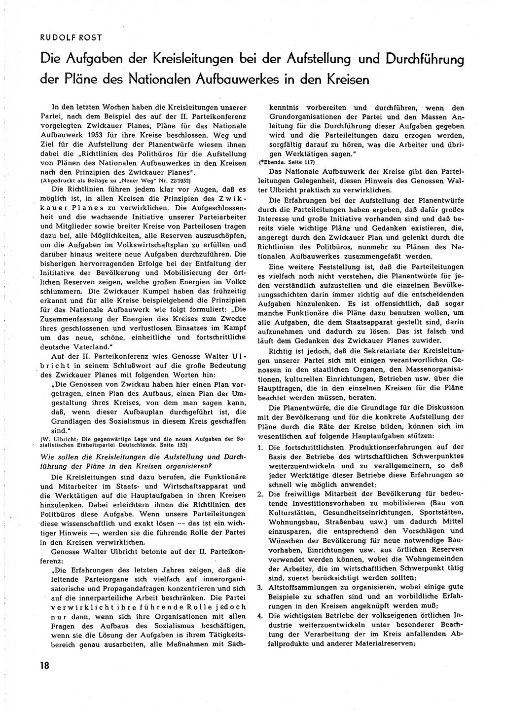 Neuer Weg (NW), Organ des Zentralkomitees (ZK) [Sozialistische Einheitspartei Deutschlands (SED)] für alle Parteiarbeiter, 8. Jahrgang [Deutsche Demokratische Republik (DDR)] 1953, Heft 1/18 (NW ZK SED DDR 1953, H. 1/18)