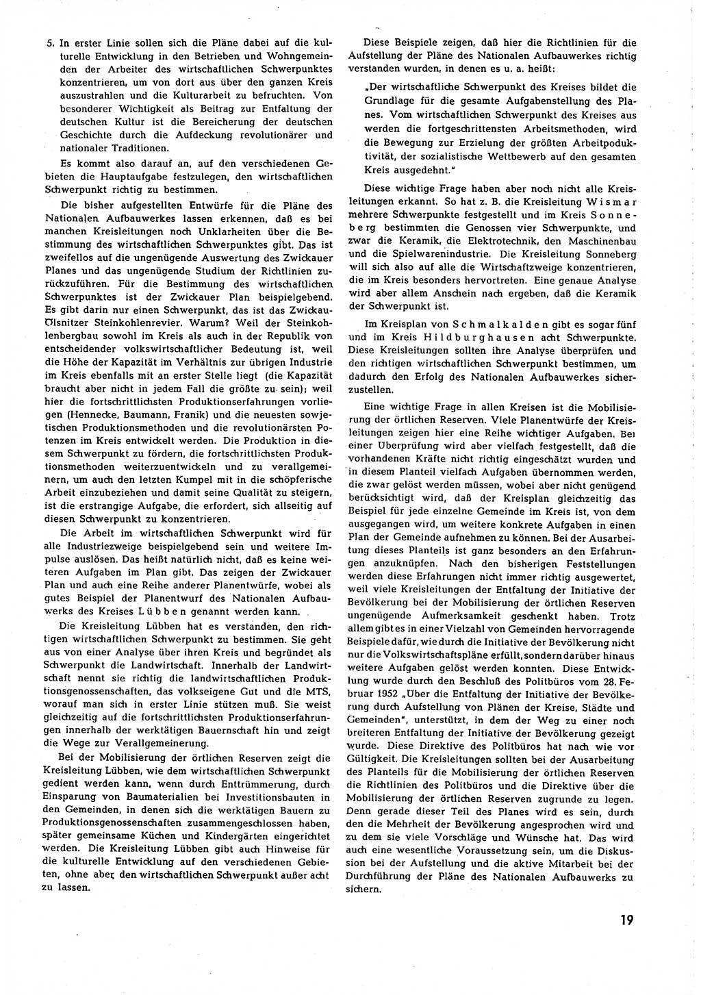 Neuer Weg (NW), Organ des Zentralkomitees (ZK) [Sozialistische Einheitspartei Deutschlands (SED)] für alle Parteiarbeiter, 8. Jahrgang [Deutsche Demokratische Republik (DDR)] 1953, Heft 1/19 (NW ZK SED DDR 1953, H. 1/19)