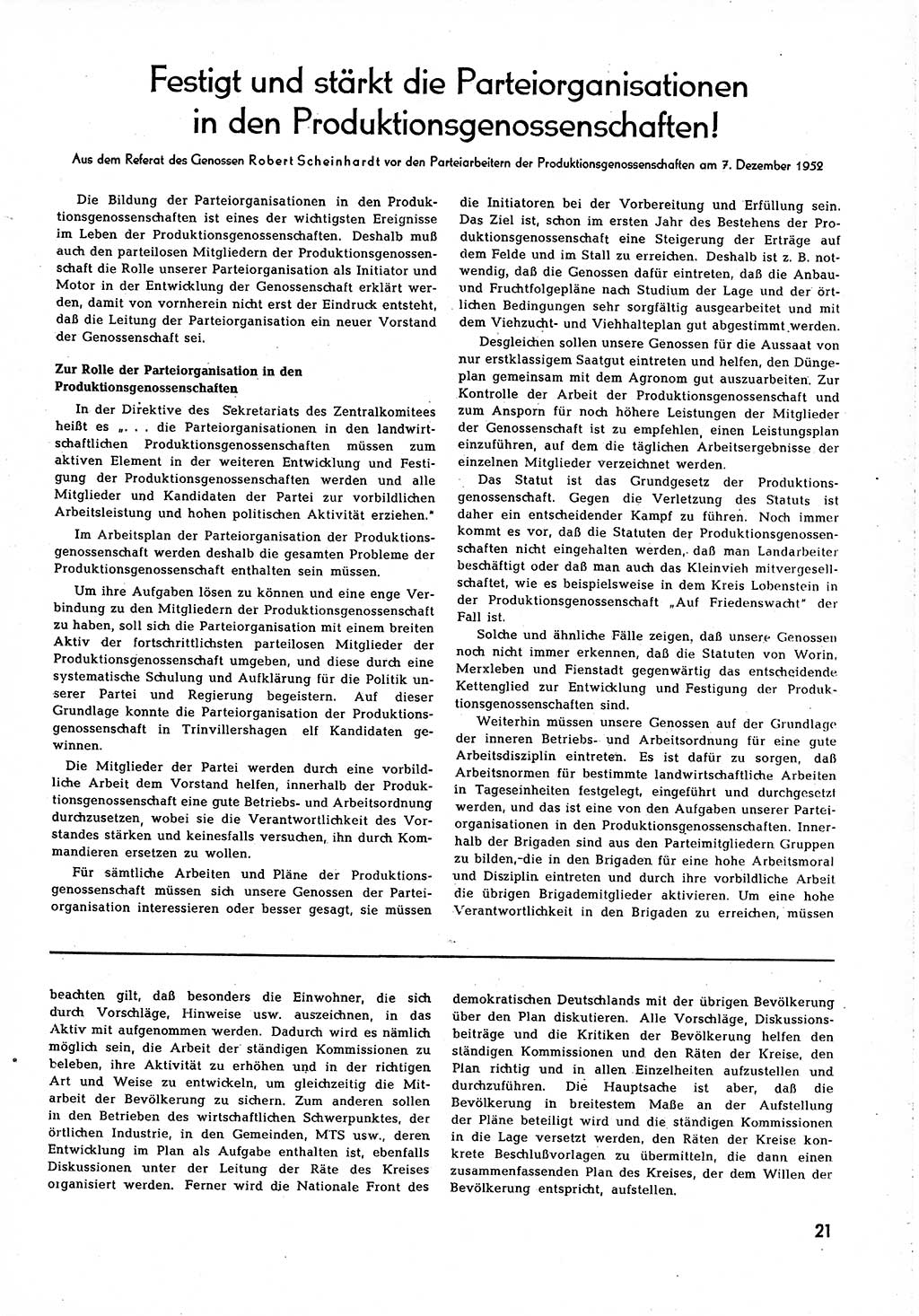 Neuer Weg (NW), Organ des Zentralkomitees (ZK) [Sozialistische Einheitspartei Deutschlands (SED)] für alle Parteiarbeiter, 8. Jahrgang [Deutsche Demokratische Republik (DDR)] 1953, Heft 1/21 (NW ZK SED DDR 1953, H. 1/21)