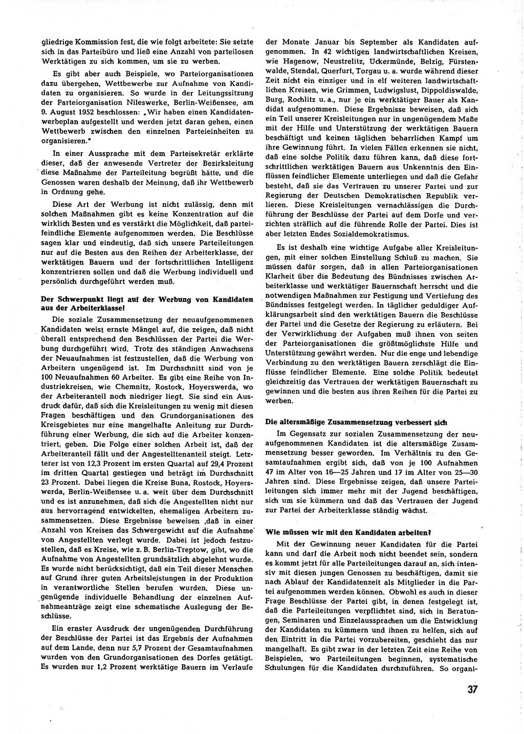 Neuer Weg (NW), Organ des Zentralkomitees (ZK) [Sozialistische Einheitspartei Deutschlands (SED)] für alle Parteiarbeiter, 8. Jahrgang [Deutsche Demokratische Republik (DDR)] 1953, Heft 1/37 (NW ZK SED DDR 1953, H. 1/37)