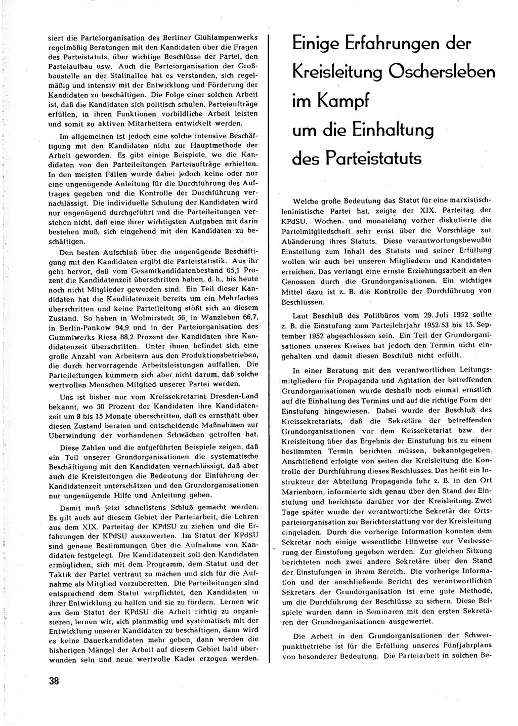 Neuer Weg (NW), Organ des Zentralkomitees (ZK) [Sozialistische Einheitspartei Deutschlands (SED)] für alle Parteiarbeiter, 8. Jahrgang [Deutsche Demokratische Republik (DDR)] 1953, Heft 1/38 (NW ZK SED DDR 1953, H. 1/38)