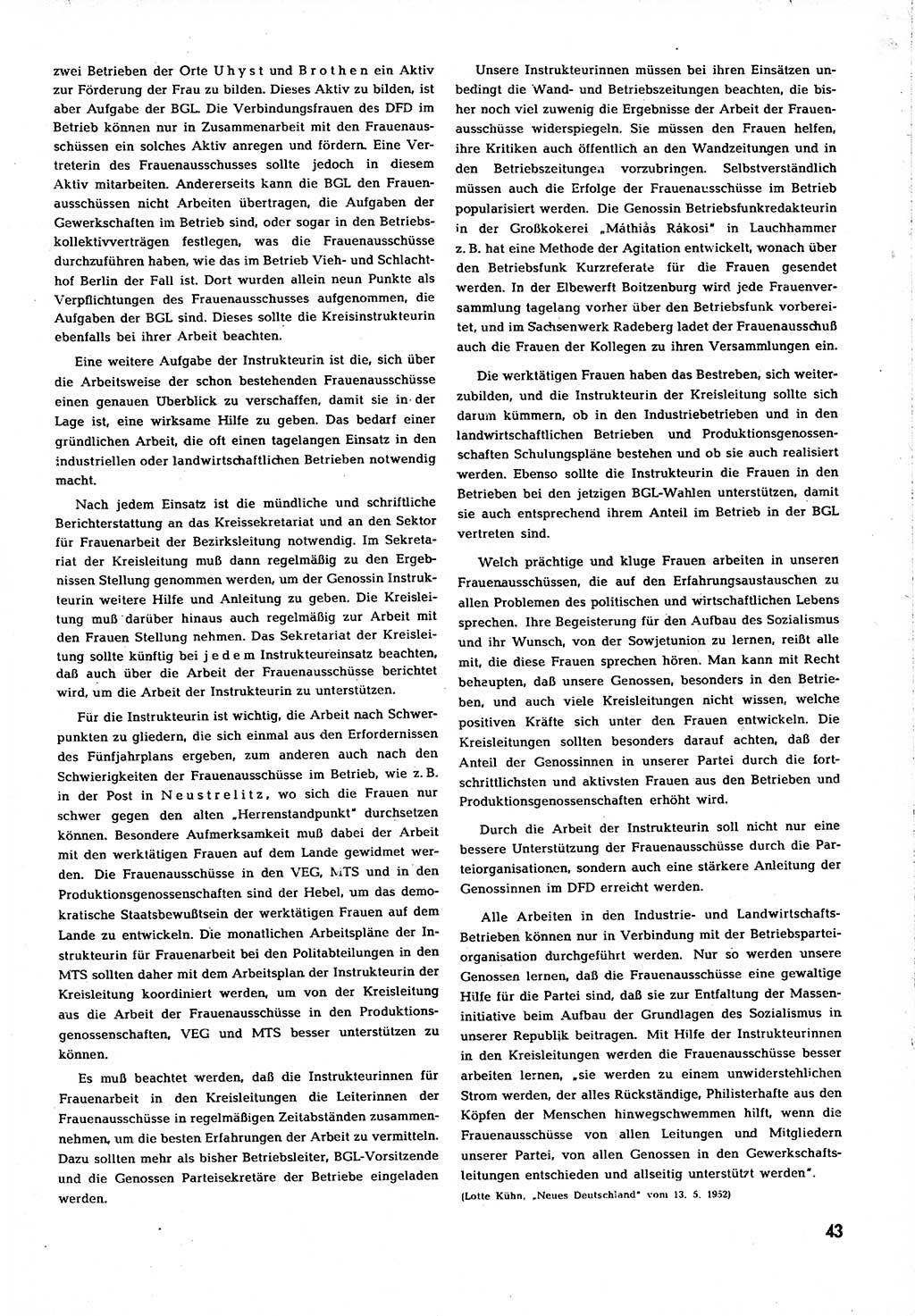 Neuer Weg (NW), Organ des Zentralkomitees (ZK) [Sozialistische Einheitspartei Deutschlands (SED)] für alle Parteiarbeiter, 8. Jahrgang [Deutsche Demokratische Republik (DDR)] 1953, Heft 1/43 (NW ZK SED DDR 1953, H. 1/43)