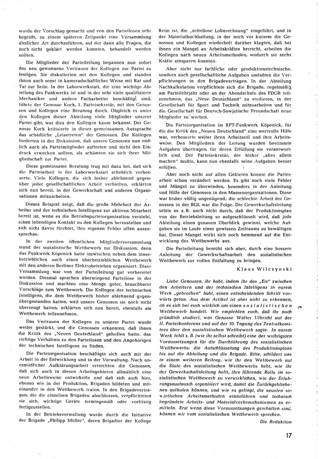 Neuer Weg (NW), Organ des Zentralkomitees (ZK) [Sozialistische Einheitspartei Deutschlands (SED)] für alle Parteiarbeiter, 8. Jahrgang [Deutsche Demokratische Republik (DDR)] 1953, Heft 2/17 (NW ZK SED DDR 1953, H. 2/17)