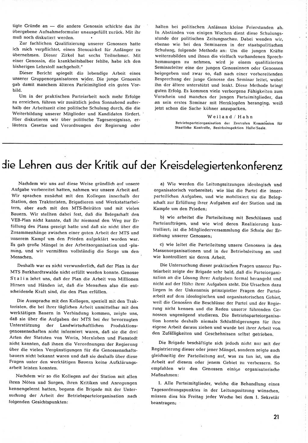 Neuer Weg (NW), Organ des Zentralkomitees (ZK) [Sozialistische Einheitspartei Deutschlands (SED)] für alle Parteiarbeiter, 8. Jahrgang [Deutsche Demokratische Republik (DDR)] 1953, Heft 2/21 (NW ZK SED DDR 1953, H. 2/21)