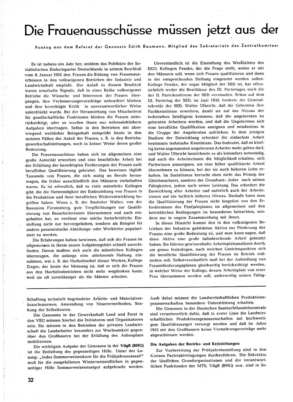 Neuer Weg (NW), Organ des Zentralkomitees (ZK) [Sozialistische Einheitspartei Deutschlands (SED)] für alle Parteiarbeiter, 8. Jahrgang [Deutsche Demokratische Republik (DDR)] 1953, Heft 2/32 (NW ZK SED DDR 1953, H. 2/32)