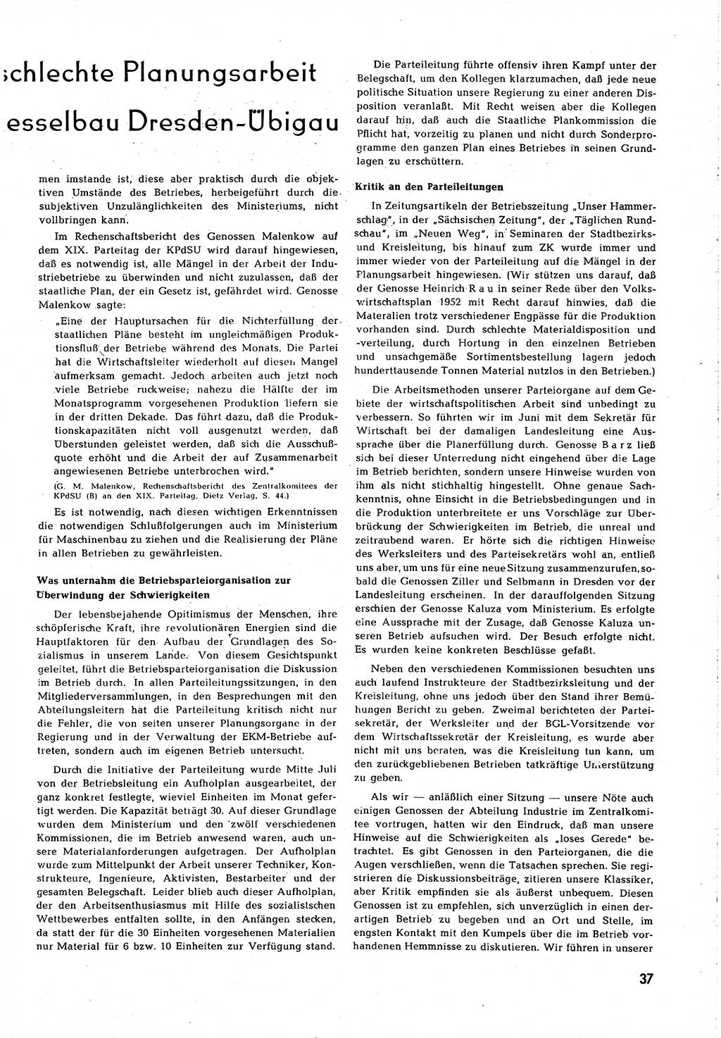 Neuer Weg (NW), Organ des Zentralkomitees (ZK) [Sozialistische Einheitspartei Deutschlands (SED)] für alle Parteiarbeiter, 8. Jahrgang [Deutsche Demokratische Republik (DDR)] 1953, Heft 2/37 (NW ZK SED DDR 1953, H. 2/37)