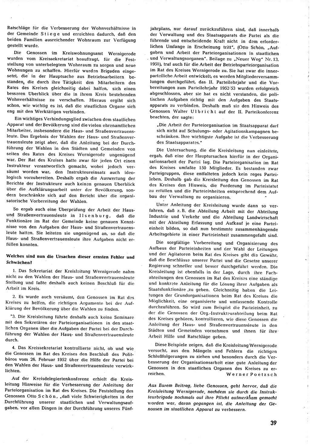 Neuer Weg (NW), Organ des Zentralkomitees (ZK) [Sozialistische Einheitspartei Deutschlands (SED)] für alle Parteiarbeiter, 8. Jahrgang [Deutsche Demokratische Republik (DDR)] 1953, Heft 2/39 (NW ZK SED DDR 1953, H. 2/39)