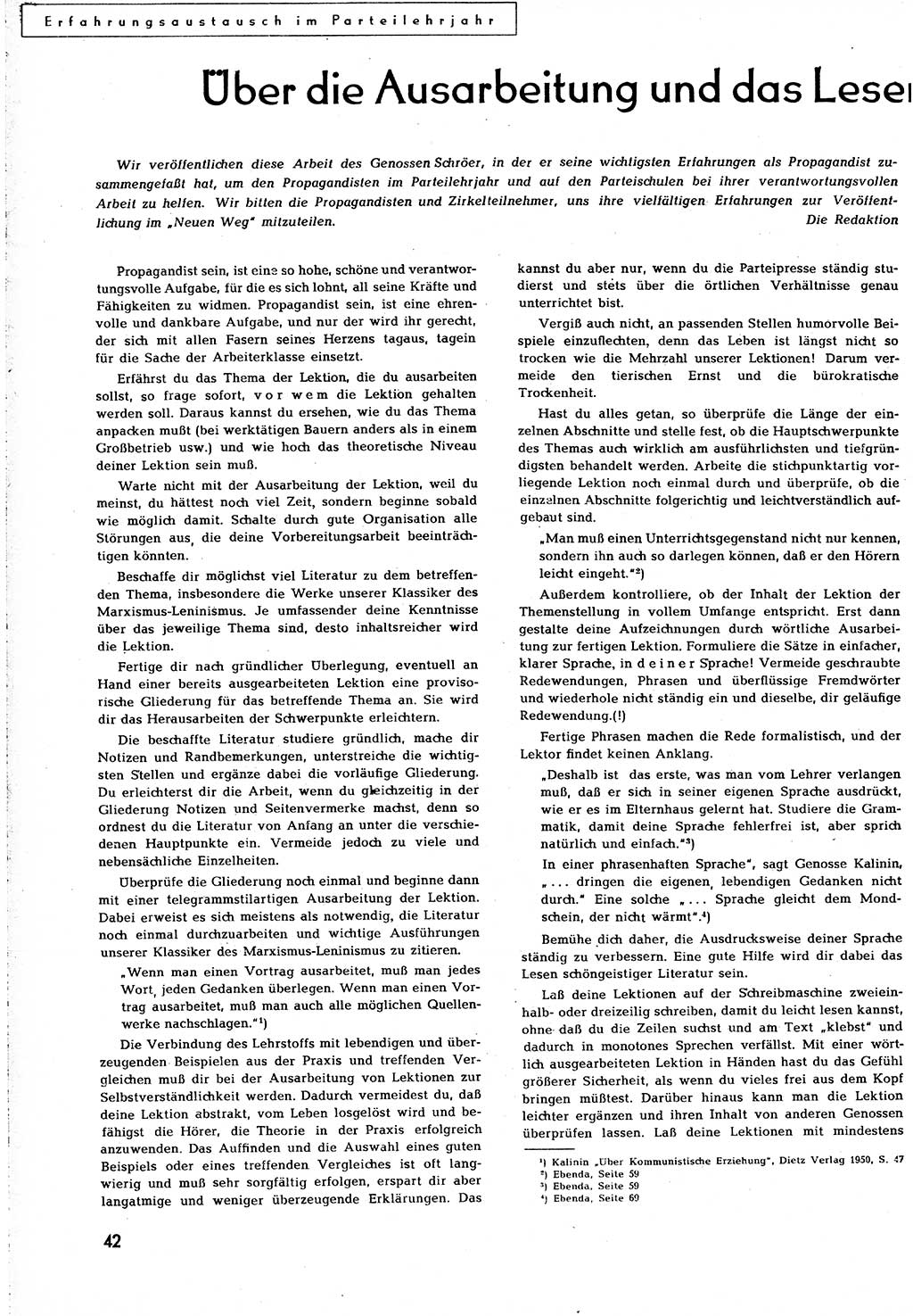 Neuer Weg (NW), Organ des Zentralkomitees (ZK) [Sozialistische Einheitspartei Deutschlands (SED)] für alle Parteiarbeiter, 8. Jahrgang [Deutsche Demokratische Republik (DDR)] 1953, Heft 2/42 (NW ZK SED DDR 1953, H. 2/42)