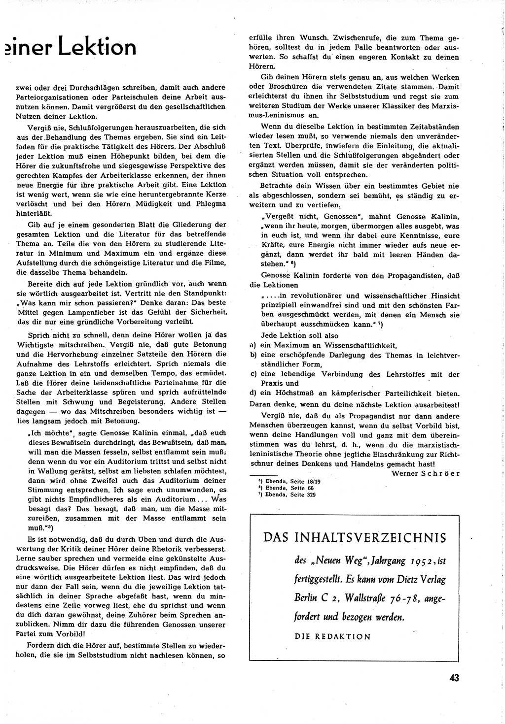 Neuer Weg (NW), Organ des Zentralkomitees (ZK) [Sozialistische Einheitspartei Deutschlands (SED)] für alle Parteiarbeiter, 8. Jahrgang [Deutsche Demokratische Republik (DDR)] 1953, Heft 2/43 (NW ZK SED DDR 1953, H. 2/43)