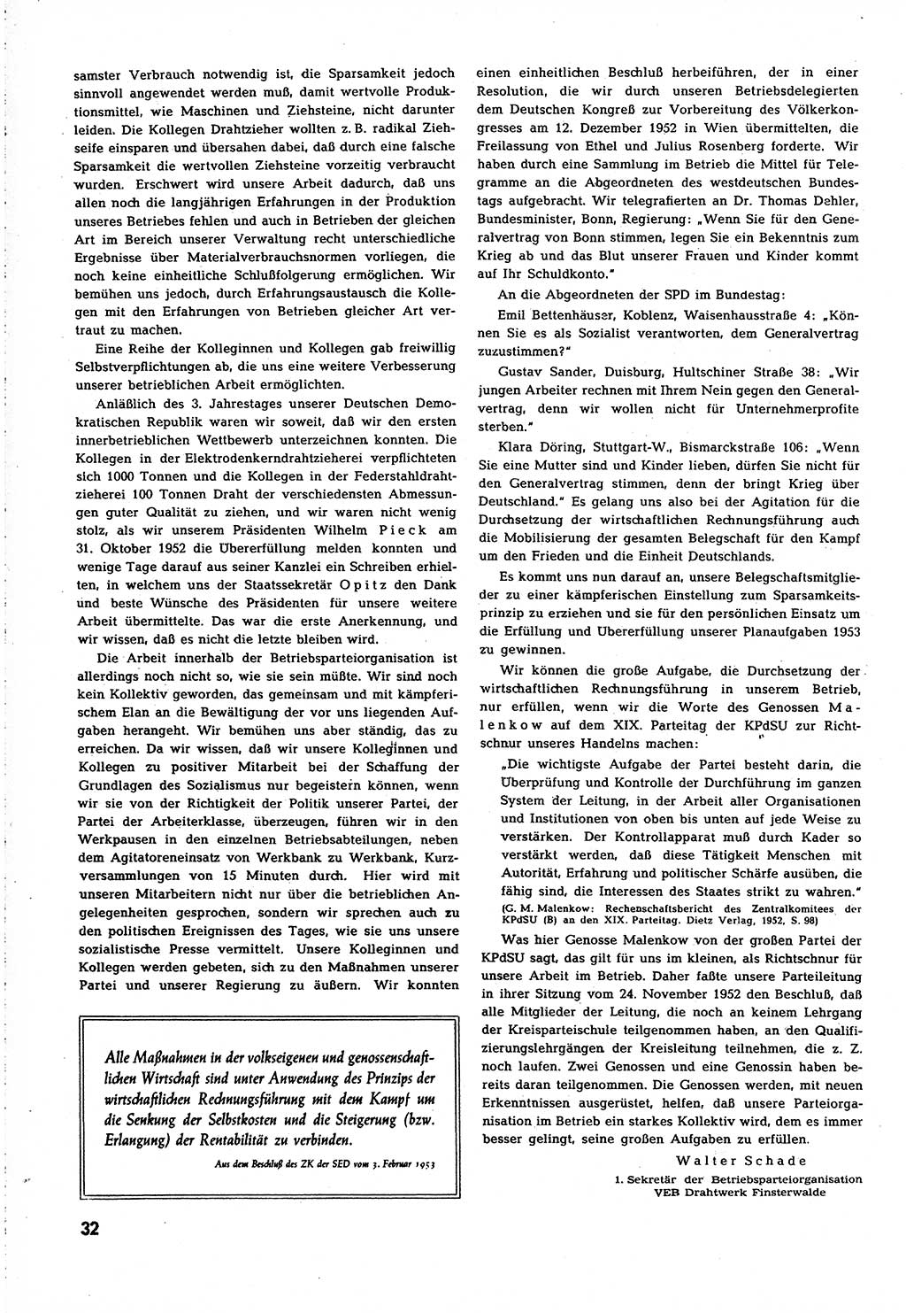 Neuer Weg (NW), Organ des Zentralkomitees (ZK) [Sozialistische Einheitspartei Deutschlands (SED)] für alle Parteiarbeiter, 8. Jahrgang [Deutsche Demokratische Republik (DDR)] 1953, Heft 3/32 (NW ZK SED DDR 1953, H. 3/32)