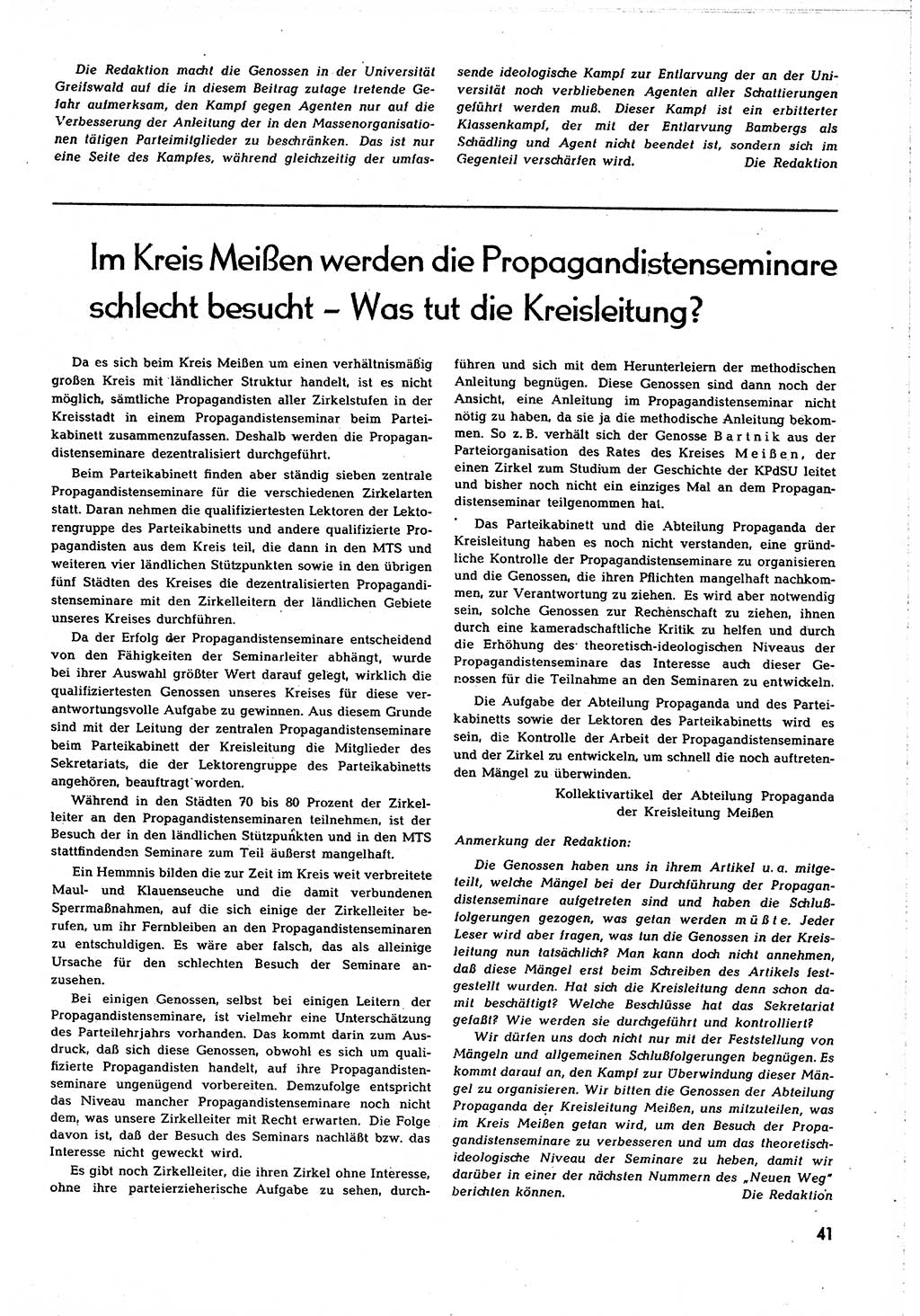 Neuer Weg (NW), Organ des Zentralkomitees (ZK) [Sozialistische Einheitspartei Deutschlands (SED)] für alle Parteiarbeiter, 8. Jahrgang [Deutsche Demokratische Republik (DDR)] 1953, Heft 3/41 (NW ZK SED DDR 1953, H. 3/41)