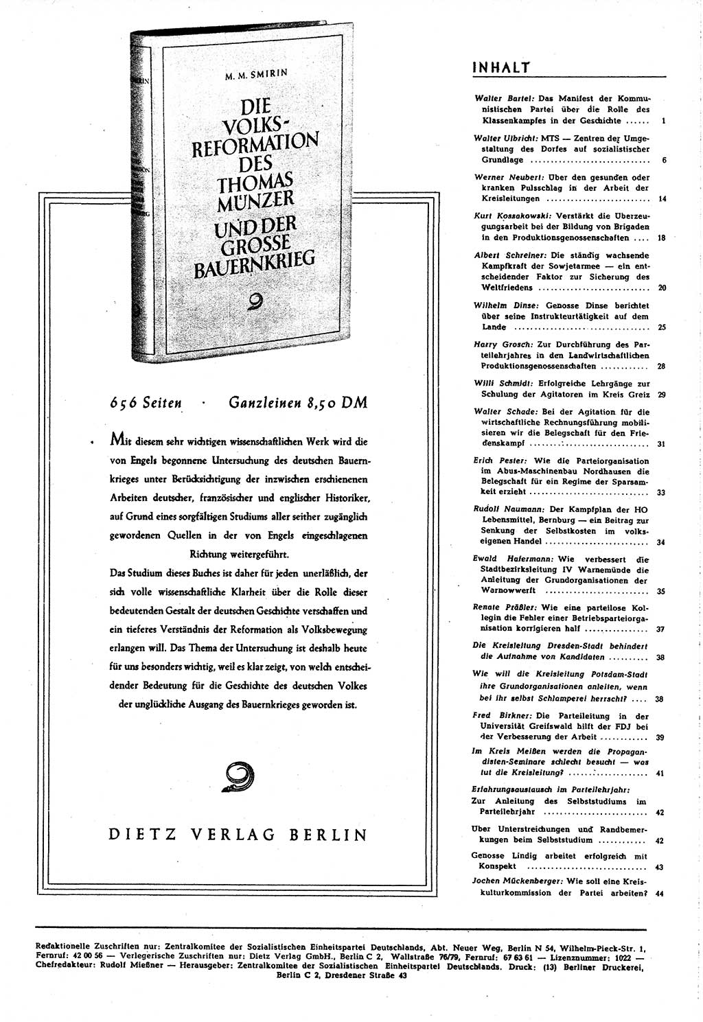 Neuer Weg (NW), Organ des Zentralkomitees (ZK) [Sozialistische Einheitspartei Deutschlands (SED)] für alle Parteiarbeiter, 8. Jahrgang [Deutsche Demokratische Republik (DDR)] 1953, Heft 3/45 (NW ZK SED DDR 1953, H. 3/45)