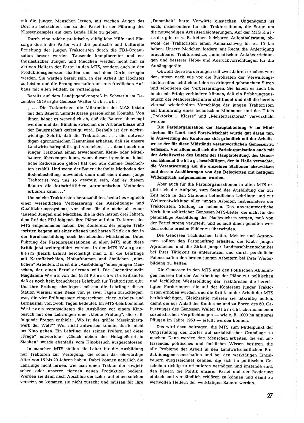 Neuer Weg (NW), Organ des Zentralkomitees (ZK) [Sozialistische Einheitspartei Deutschlands (SED)] für alle Parteiarbeiter, 8. Jahrgang [Deutsche Demokratische Republik (DDR)] 1953, Heft 4/27 (NW ZK SED DDR 1953, H. 4/27)