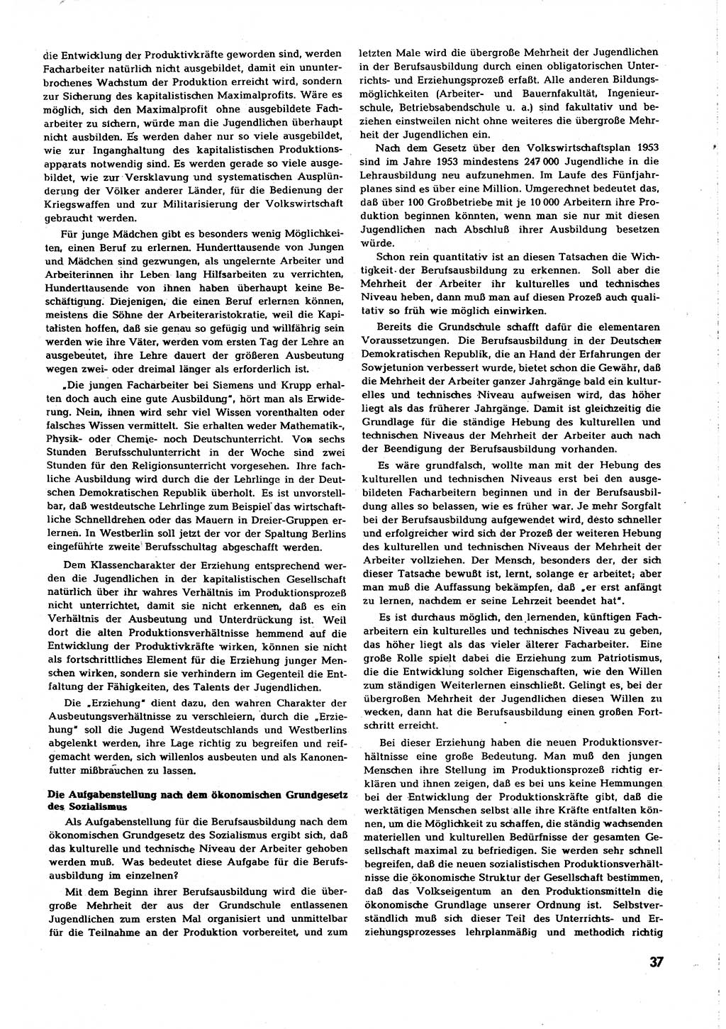 Neuer Weg (NW), Organ des Zentralkomitees (ZK) [Sozialistische Einheitspartei Deutschlands (SED)] für alle Parteiarbeiter, 8. Jahrgang [Deutsche Demokratische Republik (DDR)] 1953, Heft 4/37 (NW ZK SED DDR 1953, H. 4/37)