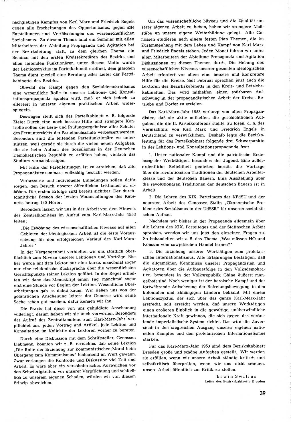 Neuer Weg (NW), Organ des Zentralkomitees (ZK) [Sozialistische Einheitspartei Deutschlands (SED)] für alle Parteiarbeiter, 8. Jahrgang [Deutsche Demokratische Republik (DDR)] 1953, Heft 5/39 (NW ZK SED DDR 1953, H. 5/39)