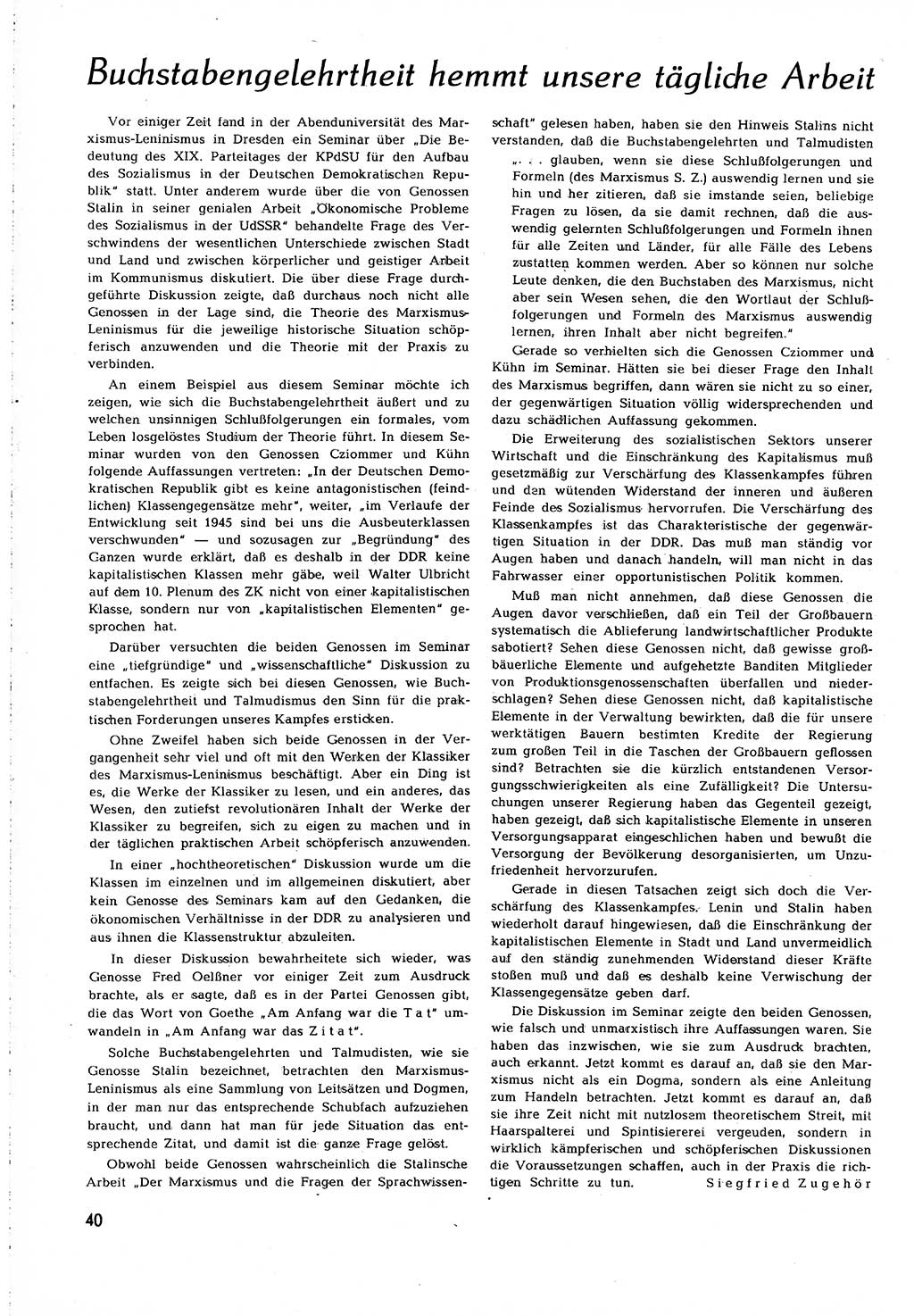 Neuer Weg (NW), Organ des Zentralkomitees (ZK) [Sozialistische Einheitspartei Deutschlands (SED)] für alle Parteiarbeiter, 8. Jahrgang [Deutsche Demokratische Republik (DDR)] 1953, Heft 5/40 (NW ZK SED DDR 1953, H. 5/40)