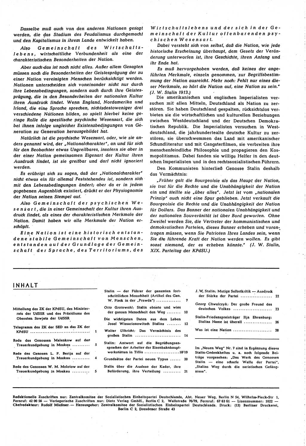 Neuer Weg (NW), Organ des Zentralkomitees (ZK) [Sozialistische Einheitspartei Deutschlands (SED)] für alle Parteiarbeiter, 8. Jahrgang [Deutsche Demokratische Republik (DDR)] 1953, Heft 6/29 (NW ZK SED DDR 1953, H. 6/29)