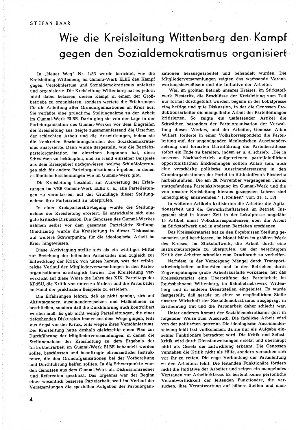 Neuer Weg (NW), Organ des Zentralkomitees (ZK) [Sozialistische Einheitspartei Deutschlands (SED)] für alle Parteiarbeiter, 8. Jahrgang [Deutsche Demokratische Republik (DDR)] 1953, Heft 7/4 (NW ZK SED DDR 1953, H. 7/4)